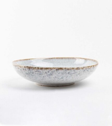 Plato hondo de cerámica beis jaspeado