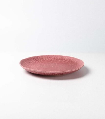 Plato llano de ceramica color vino