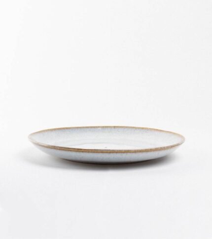 Plato llano postre de ceramica beis jaspeado