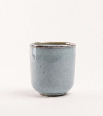 Vaso de ceramica azul glaseado