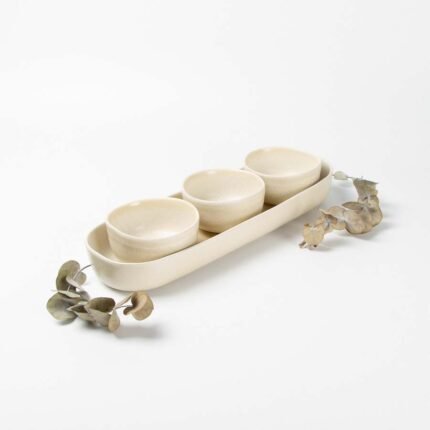 Fuente de ceramica con minibols